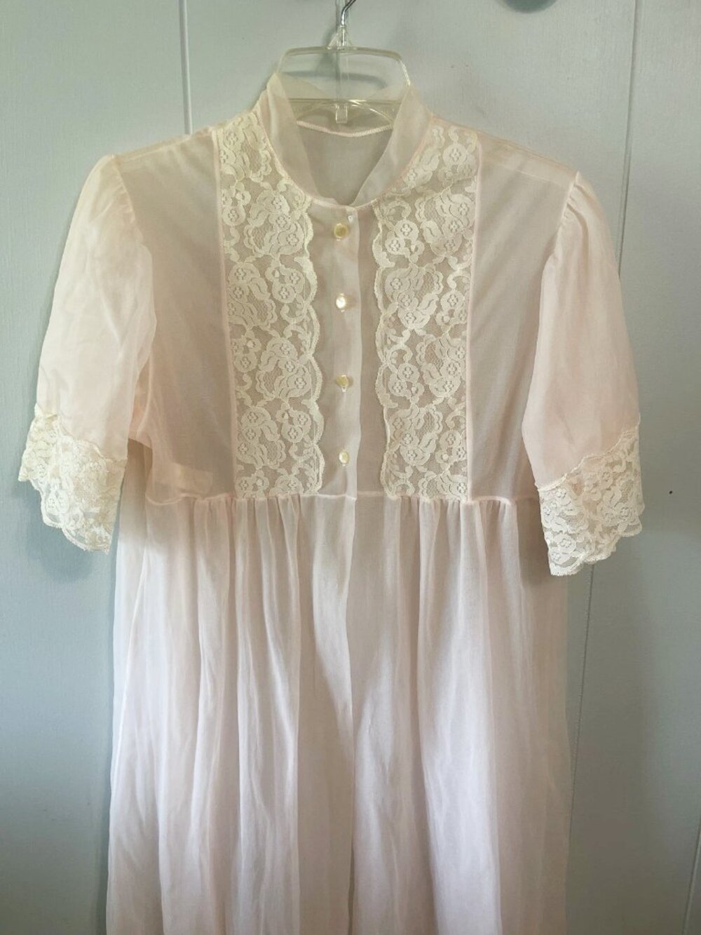 Vintage JC PENNY Sheer Nylon Negligee, Robe, Peignoir, House Coat, Size Medium